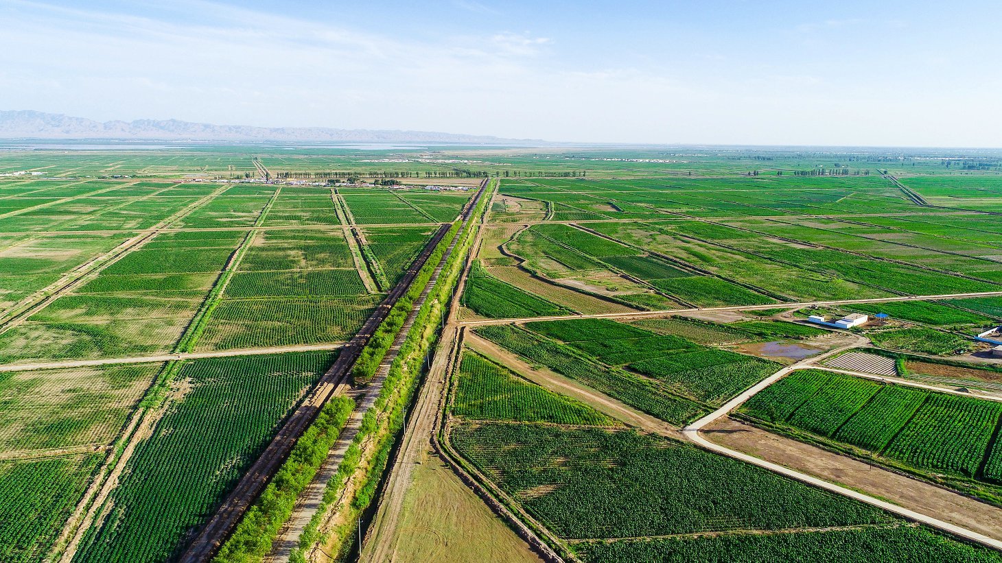 Aerial View of Irrigation Channel Lining Project - large scale ACM canal rehabilitation