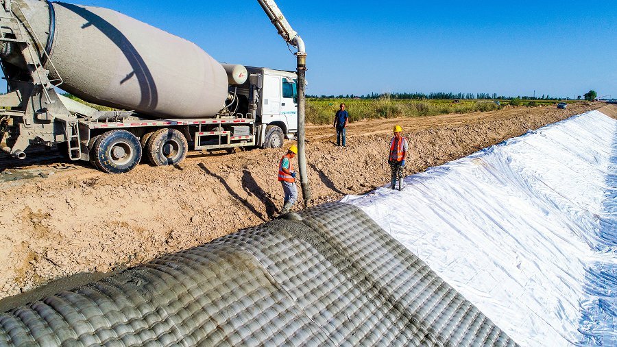 Articulated Concrete Mattress Slope Protection Installation placement frames