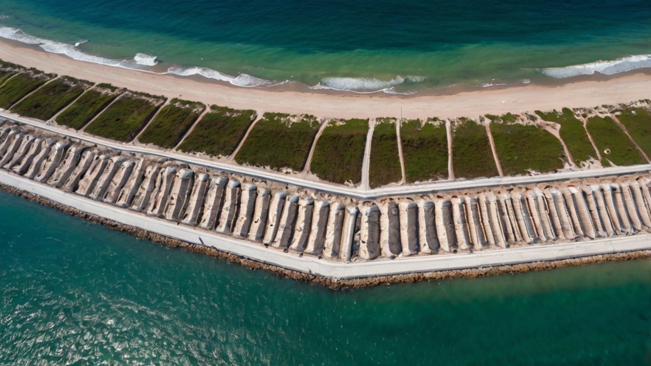 Shoreline Articulated Concrete Mattress Erosion Protection angled slope installation