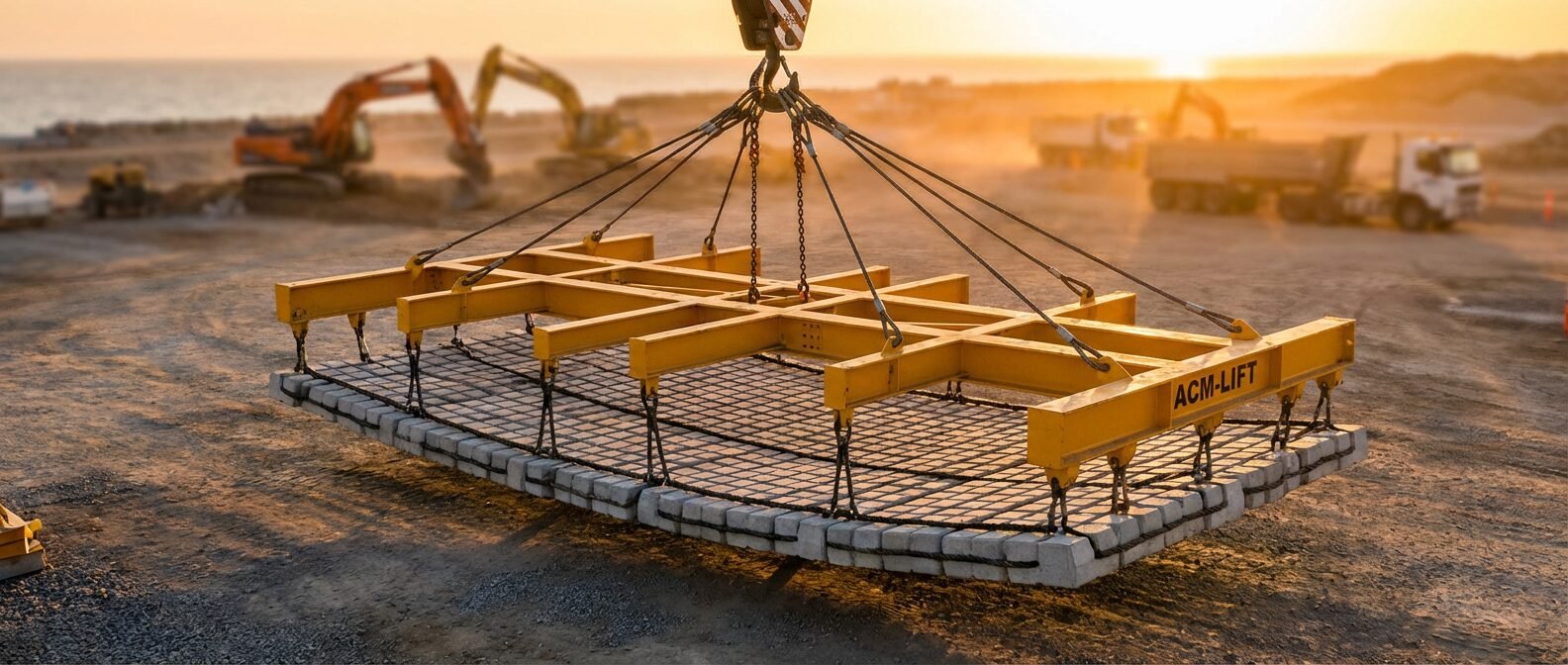 articulated concrete mattress acm lifting frames lifting crane mechanism