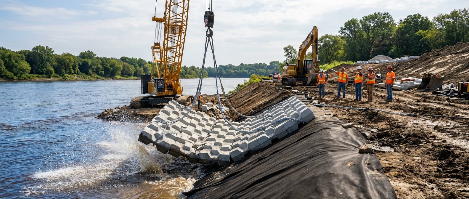 articulated concrete slab mattress project planning and design layout