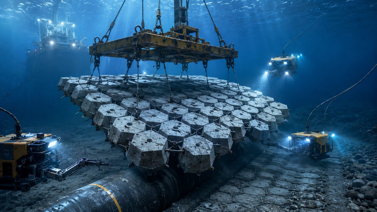 offshore concrete mattress pipeline and foundation protection
