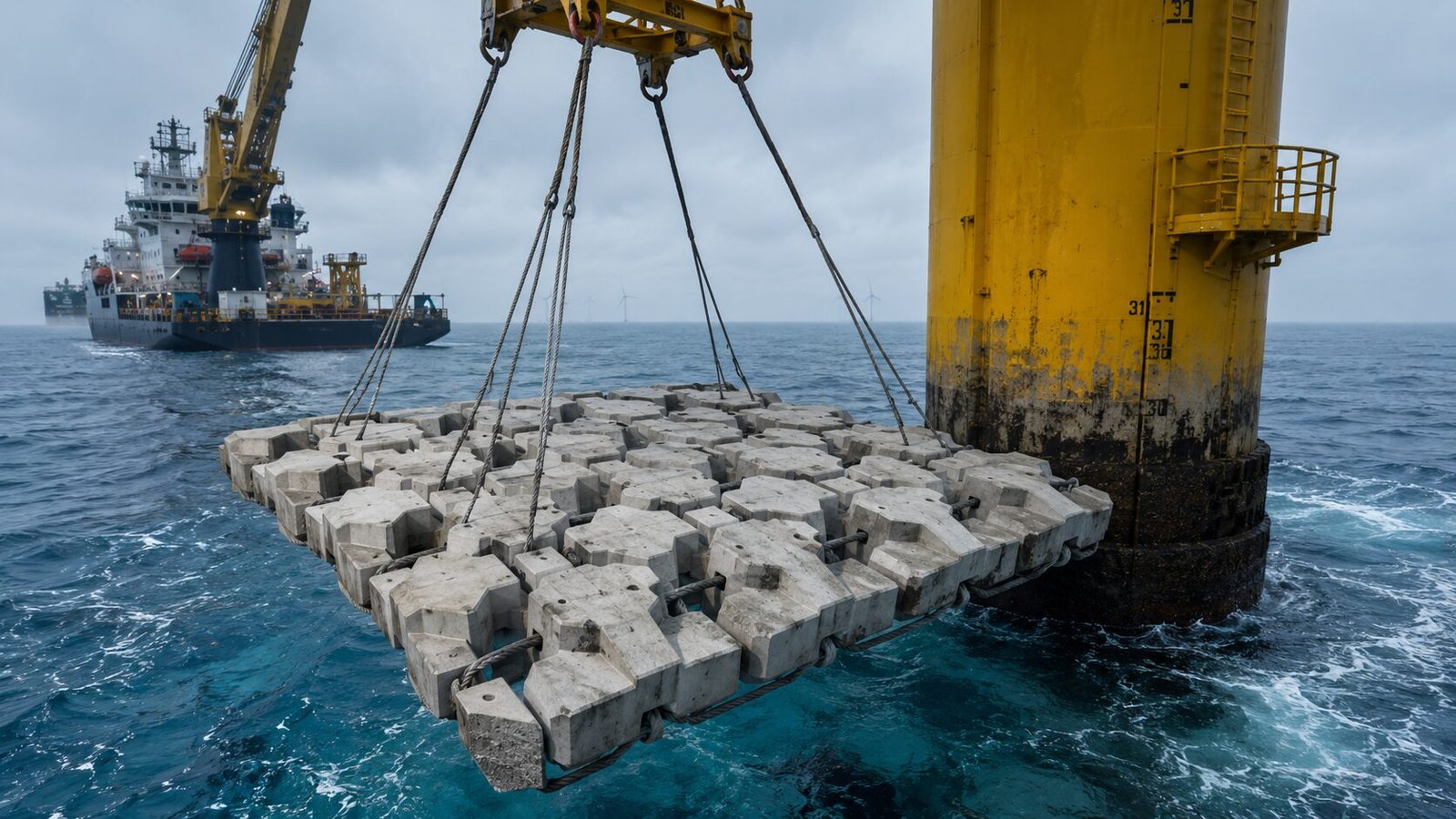 offshore wind foundation scour protection - ACM manufacturing and quality for marine applications